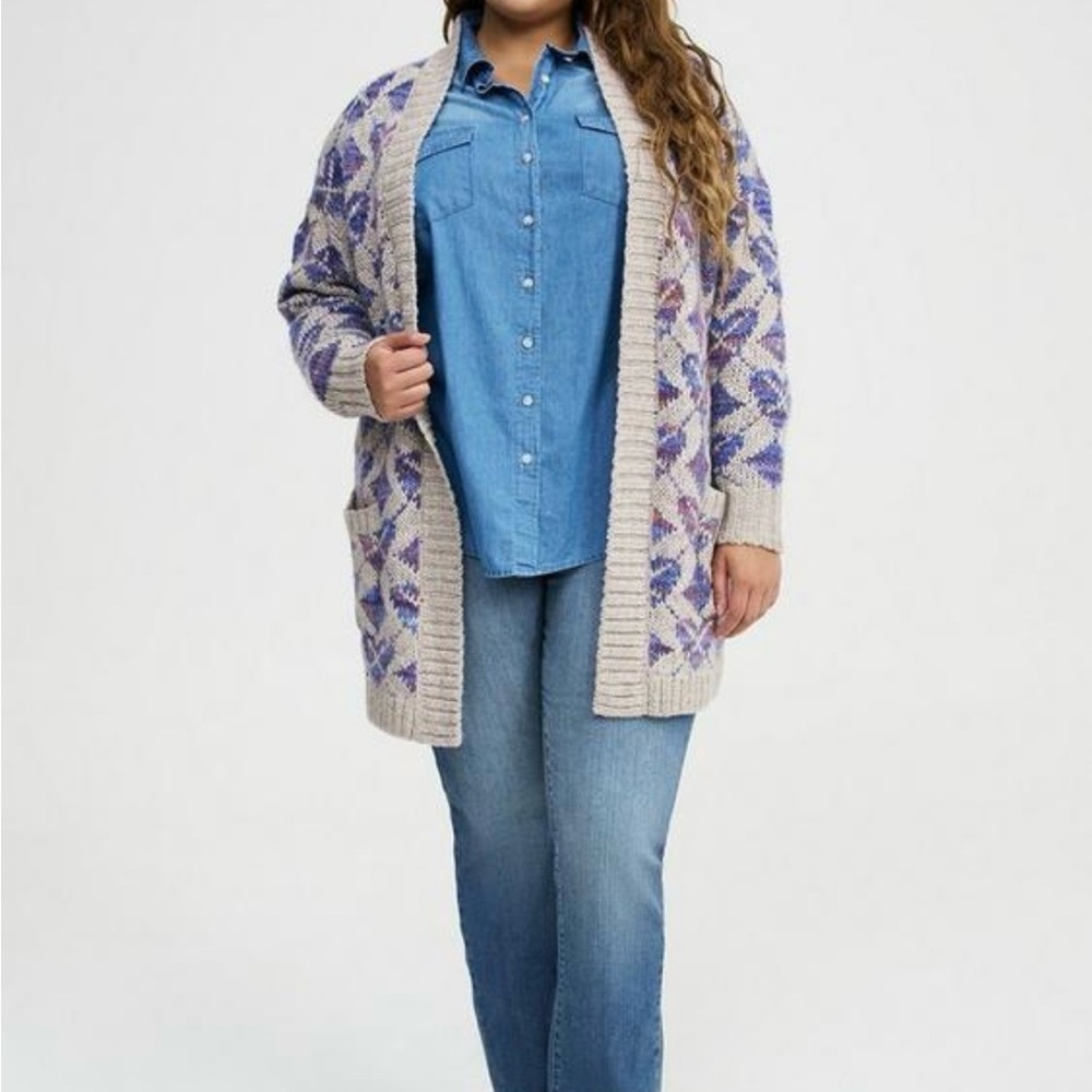 Torrid Jacquard Open Front Cardigan Sweater Size 6 NWT